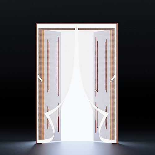Zanzariere magnetiche 205 x 250 cm Zanzariera con Calamita Adatto a Bambini e Animali Domestici Porte Zanzariera per Porta Soggiorno Porta del ingresso, Bianco