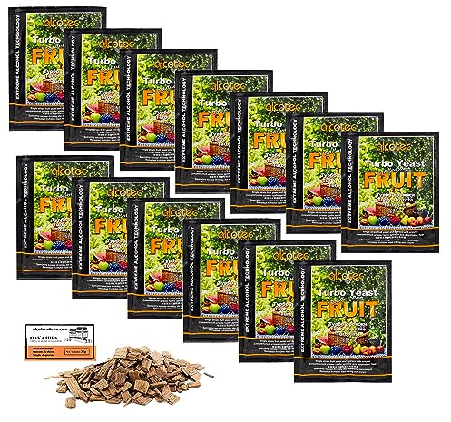 13 x Turbohefe - Alcotec Turbo Fruit 60g, Hefe zur Fruchtgärung, Turbo Hefe, Hefe für Maische, Hefe für die Gärung, Wodka-Hefe