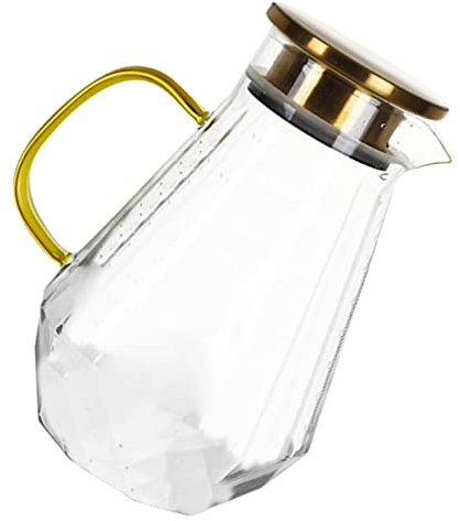 BESTonZON Cruche En Verre Avec Couvercle Barre De Mimosas Carafon à Vin Pichet De Bière Cruche D'eau Chaude Thé Glacé Café Glacé Bouilloire Haute Teneur En Borosilicate Antidéflagrant