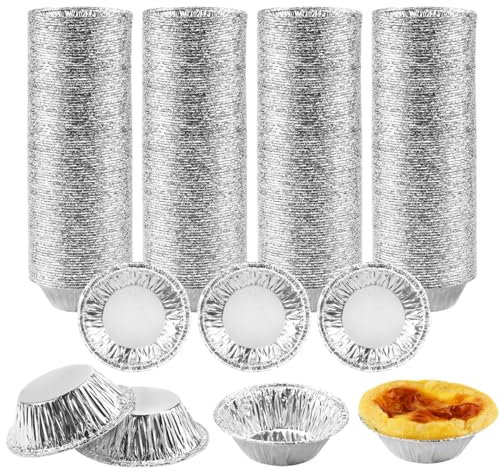 400 Pezzi Pirottini Alluminio Stampi Crostatine Monoporzione Kit,7x2,5x4cm Stampo Formine per Crostatine All'uovo, Formine per Tortini, per Pasticceria, Crostatine, Cupcakes