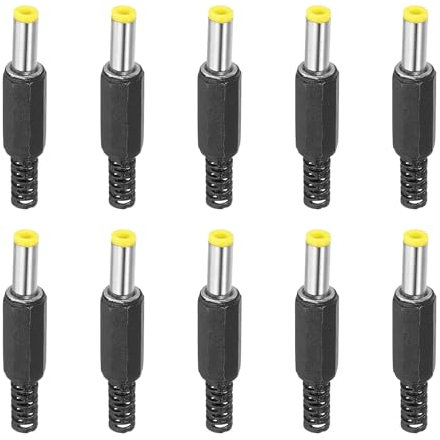 PATIKIL 5.5x2.1mm CC Maschio Terminali Alimentazione Spina 10 Pacco Fai da Te CC Barile Connettore Sostituzione Giallo