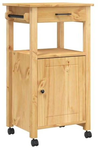 vidaXL Carrello da Cucina Monza 48x40x88,5 cm in Legno Massello di Pino