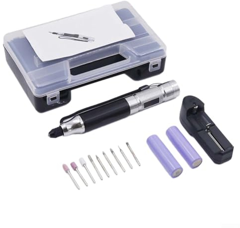 Elektrisches Gravurwerkzeug-Set, 35 W, USB-wiederaufladbar, kabellos, mikrowiederaufladbar, elektrisch, Mini-Gravierstift-Set für Glas, Holz, Stein (13 Stück)
