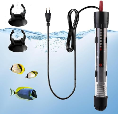 GOMETY Heizstab Aquarium 50W, 30L-60L Aquarium Heizstab, Einstellbar Aquariumheizer, Aquarium Heizung mit Thermostat Regelheizer für Fischtanks und Aquarium (20-34°C) (50W)
