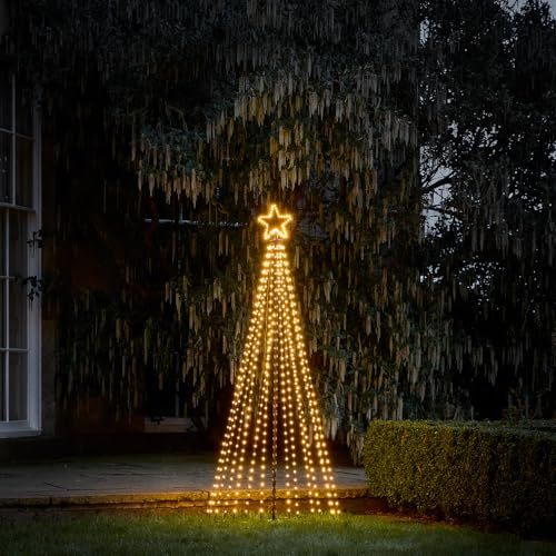 Lights4fun 180cm LED Weihnachtsbaum mit Timer Warmweiß Weihnachtsdeko Außen Weihnachtsbaum Beleuchtet Outdoor