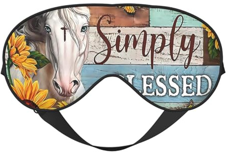 Pferd Sonnenblume Schlafmaske, Augenmasken für Schlaf Doppelseitig, Schlafmasken für Damen Herren, Verdunkelung Augenabdeckungen zum Schlafen, Reisen