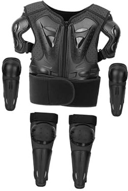 Milageto 5-Piezas Equipo de Protección Infantil con Chaleco, Rodilleras y Coderas Negro