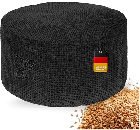 OMNANA® Cushy™ Coussin de méditation Rond - Coussin d'assise 10cm/15cm/20cm de Haut - Coussin de Yoga en Chenille avec Rembourrage en épeautre - Coussin de Sol, Coussin pour méditation & Relaxation