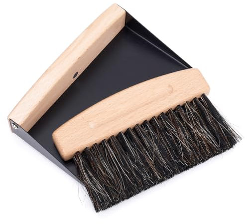 Besen und Kehrschaufel Set für den Schreibtisch, Mini Kehrschaufel und Bürsten Set Handbesen und Kehrschaufel Set aus Holz zum Reinigen von Schreibtisch Bett Auto Fensterbank (Schwarz)