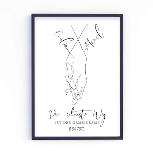 Geschenk zur Hochzeit | Hochzeitsgeschenk Hochzeitstag Jahrestag Valentinstag Jubiläum Brautpaar | personalisiert | Der schönste Weg Poster