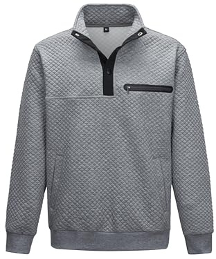 LBL Herren Pullover Langarm Elegant Sweatshirt Herren Karierter Jacquard Pullover mit Taschen