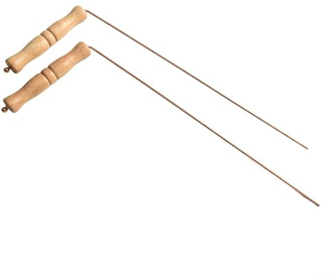 Baguettes de radiesthésie en cuivre à conductivité exceptionnelle avec poignées en bois pour des résultats précis dans les tâches de divination et la spiritualité en plein air