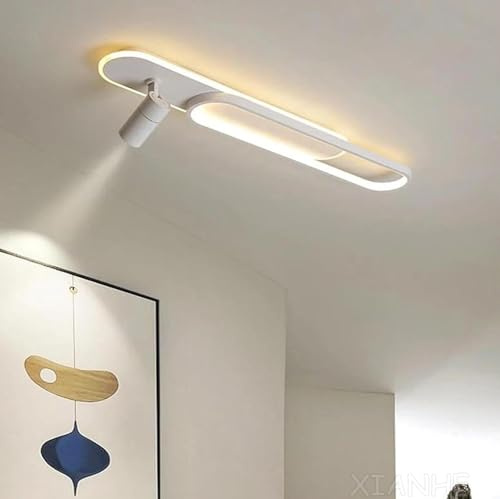 XIANHE LED Deckenlampe Flur Esszimmer Dimmbare Deckenleuchte mit Fernbedienung, Modern Oval mit Scheinwerfer Leuchten für Wohnzimmer Schlafzimmer Balkon Küche Decke Hängend Lampe (Weiß, L60cm)