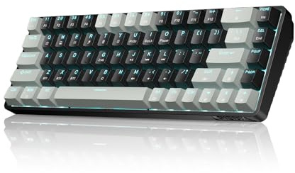 Dierya DK68 60% Wireless Gaming Keyboard, Triple Mode-Bluetooth/2.4GHz/USB-C Mechanical Keyboard,RGB Backlit,3000mAh Battery for Gaming & Office,Blue Switch-Grey Black