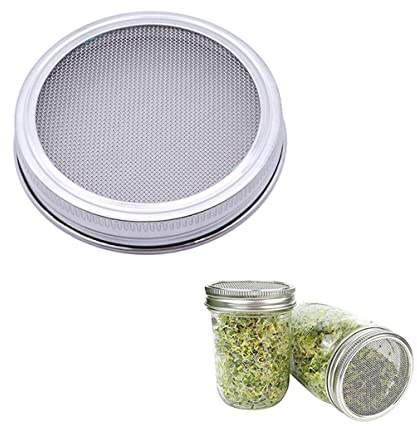 Yardenfun 4Stücke Sprouting Deckel für Weithals Einmachgläser Keimdeckel Geeignet für Gewürz und Siebeinsatz Langlebig und Rostfrei