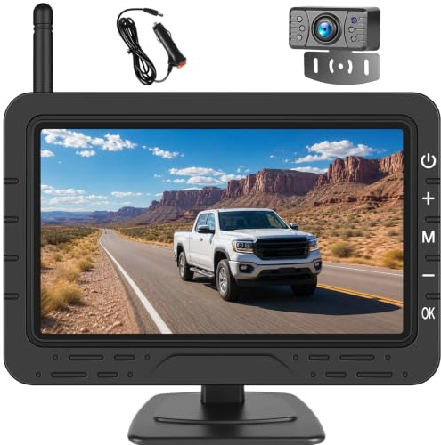 OiLiehu Kabellose Digitale Rückfahrkamera, IP68 Infrarot-Nachtsicht Kamera, 1080P Funk Rückfahrkamera Set mit 4,3 IPS Monitor, Drahtlose rückfahrkamera mit Rückfahrhilfsleitung