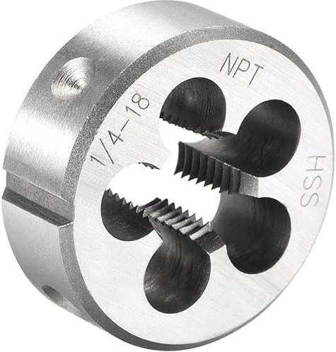 TA-VIGOR 1 x 1/4-Zoll-18 NPT metrische verstellbare Gewindeschneider, legierter Werkzeugstahl, Rechtshänder, runde Schneideisen für die Verarbeitung, Korrektur oder Reinigung von Außengewinden (Metall