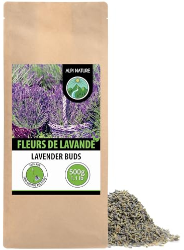 Alpi Nature Lavendel getrocknet 500g, Lavendelblüten für Tee, Lavendeltee | Lavendelblüten getrocknet, loser Tee zur Teezubereitung