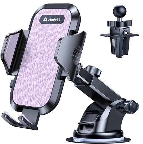 andobil Handyhalterung Auto [2026 Neueste Saugnapf] 3 in 1 Saugnapf & Lüftung Halter Universale KFZ Autohalterung Zubehör für iPhone 17 Pro Max Air 16/15/14/13 Samsung S24 Ultra/S23/S22 Usw, Flieder