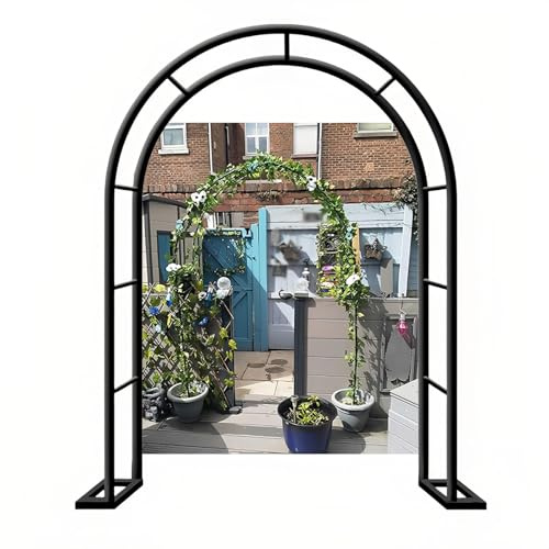 WANGTIAN Arco de jardín de Metal con Enrejado para Bodas, Ideal para Plantas trepadoras, Rosales, pérgola para Interiores y Exteriores, con Base de 180/200/240/280/350 cm de Ancho (Negro, 180 x 250 c