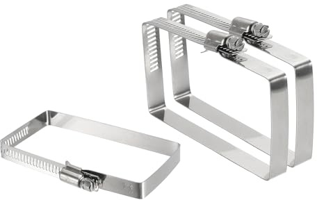 sourcing map Lot de 3 colliers de serrage rectangulaires en acier inoxydable 304, réglables de 9,9 x 5,1 cm, colliers de serrage pour conduit, support de câble, systèmes de projet de pont, argent