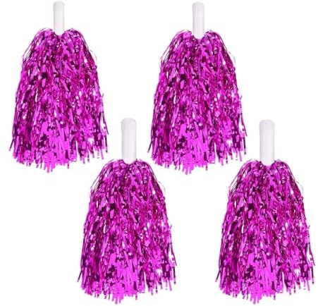 AYZDJ 4 Pack Rose Red Pom Poms, Cheerleading Pom Poms for Sports Games, Dance Performances and Party Celebrations
