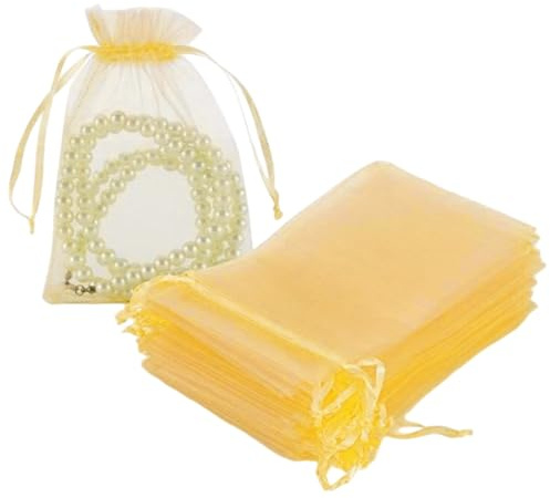 30 große Organza-Beutel, 20, 3 x 30, 5 cm, goldfarben, durchsichtige Netz-Organza-Beutel, Geschenkbeutel mit Kordelzug, für Weihnachten, Hochzeit, Party, Gastgeschenke, groß