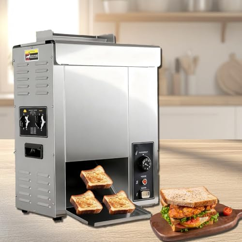ORIDLECTAL Grille-Pain à Pain Électrique 2000W, Machine à Hamburger à Chaîne Automatique Acier INOX 304 Grille-Pain Vertical pour Pains à Hamburger/Croissants/Pains Grillés