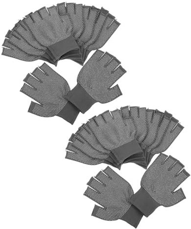 NUOBESTY Guantes sin Dedos Antideslizantes de Trabajo para Hombre y Mujer, 10 Pares, Gris, Ligeros, Transpirables, Puntas Abiertas, Ideales para Ciclismo, Senderismo y Tareas Manuales