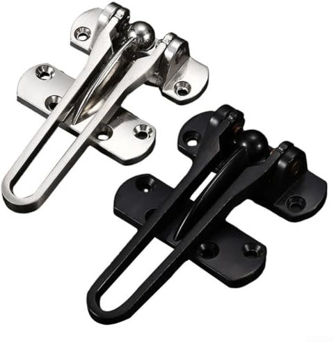 Barra battente per porta con catenella antifurto e sicurezza dei bambini, in acciaio inox, per porte di camere e camere da letto, colore nero