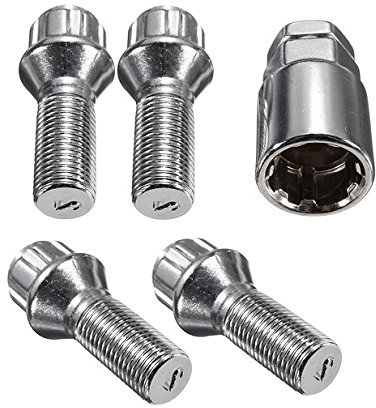 Locking Wheel Nuts/Bolts complete set of 4 + key M12X1.5 Astra, Corsa, Combo, Chevette, Midi, Magnum, Movano, Omega, Rascal, Vectra, Viva, Vivaro, VX,
