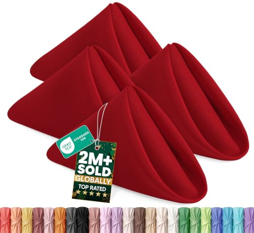 Utopia Home [24 Pack, Red] Cloth Napkins 17x17 Inches, 100% Polyester