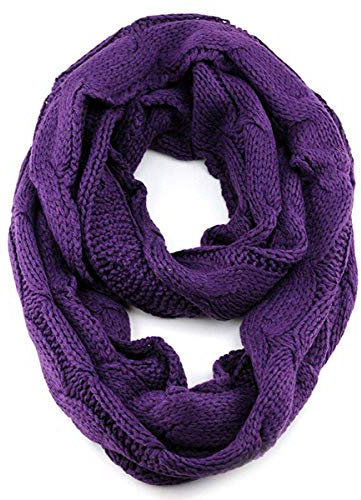Yixda Damen Schals Herbst Winter Warm Loop Schlauchschal Strickschal (Lila)