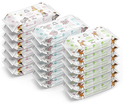 by Amazon Disney Pure Baby Wipes, Senza profumazione, 1080 Salviette, 18 confezioni da 60 (Precedentemente un marchio Mama Bear, stesso prodotto)