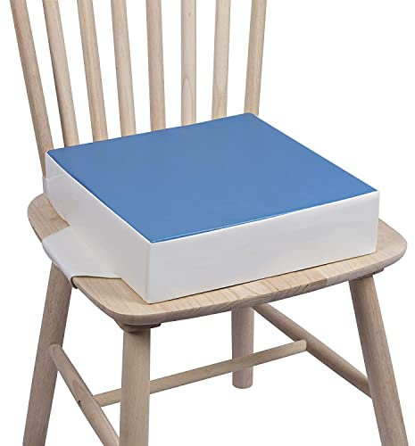 Kalawen PU Cuscino Rialzo per Bambini Cuscino per Sedia Seggiolino Regolabile Lavabile Smontabile con 2 Cinghie per Sedia da Pranzo, Blu
