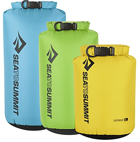 Sea to Summit Lightweight 70D Dry Sack 3-teiliges Set-(4, 8, 13 Liter) Kletternwagen-Tasche, Unisex, 4 l Gelb, 8 l Grün, 13 l Blau (Mehrfarbig), Einheitsgröße