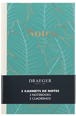 Draeger Paris - set med 3 linjerade A6-anteckningsböcker - grön, elfenben, rosa