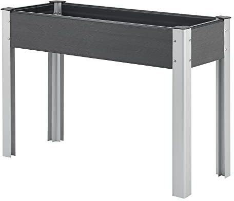 [en.casa] Aiuola Rialzata con Contenitore in WPC per Erbe Aromatiche Fiori Verdure Fioriera Letto Alto 100x40x75 cm per Piantare Porta Piante Giardino Terrazza - Grigio Scuro