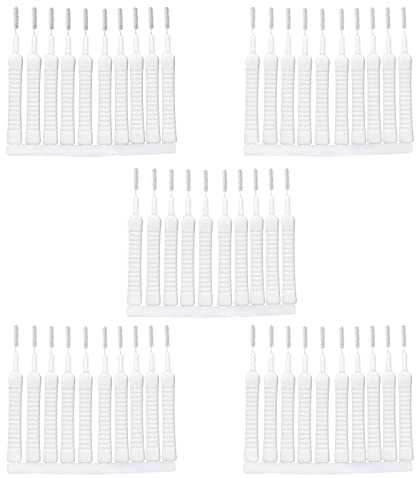 TSHAOUN 50 Pcs Small Cleaning Brush, Anti-Clogging Shower Cleaning Brush Multifunctional Deep Detail Crevice Cleaning Brush for Shower Head, Phone Hole, Cosmetic Bottle Hole, Tooth Scaler (White)