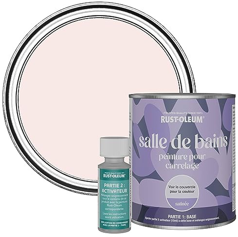 Rust-Oleum wasserfeste hellrosa Fliesenfarbe für Badezimmer in Seidenglanz Finish - Porzellan Rosa 750ML