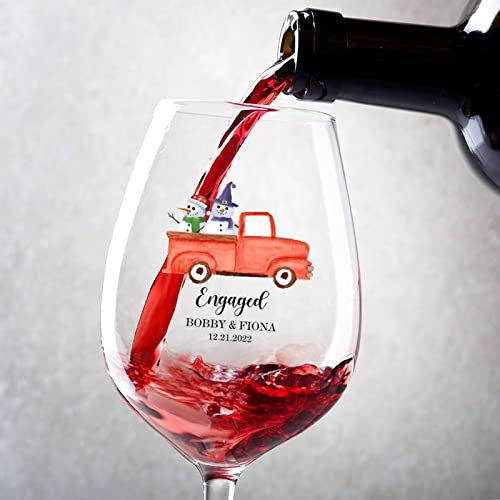 Rimego Juego de 2 copas de vino, personalizables con nuestra primera copa de vino Ornamen comprometida con Navidad, copas de vino altas de 17 onzas