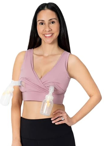 Everyday Luxe 3.0 Nursing & Hands-Free Pumping Bra - Small in Blush - Nursing and Pumping Bra That Fits All Standard Pump Flanges and Compatible for Wearable Pumps and Milk Collectors
