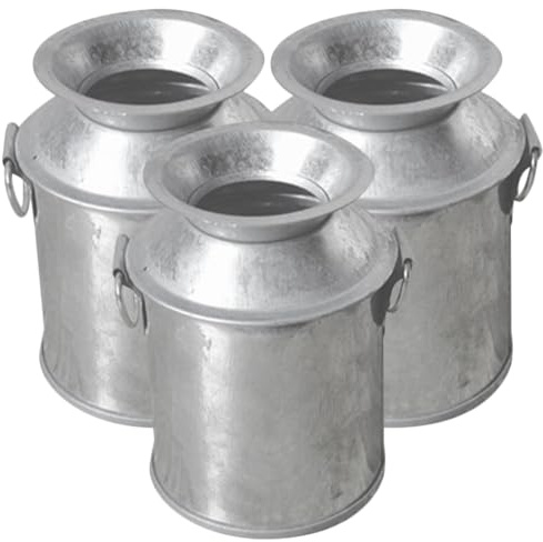 GANAZONO 3pcs Mini Retro Milk Can Vase Galvanized Milk Jug Metal Small Flower Vase for Home Kitchen Living Room Farmhouse Landscape Dollhouse Decor Sliver