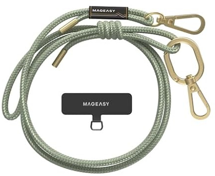 MAGEASY Universal Cell Phone Lanyard - Anti-Theft Rope Crossbody Phone Strap for iPhone 16 Pro Max & Most Smartphones, for Men & Women | 6mm Sage Green