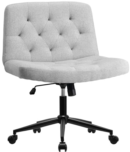 WangPangzi Armloser Bürostuhl mit mittlerer Rückenlehne, Breiter Schreibtischstuhl aus Stoff,höhenverstellbare Gaming Stuhl, Schlafzimmer Dressing Stuhl(Grau)