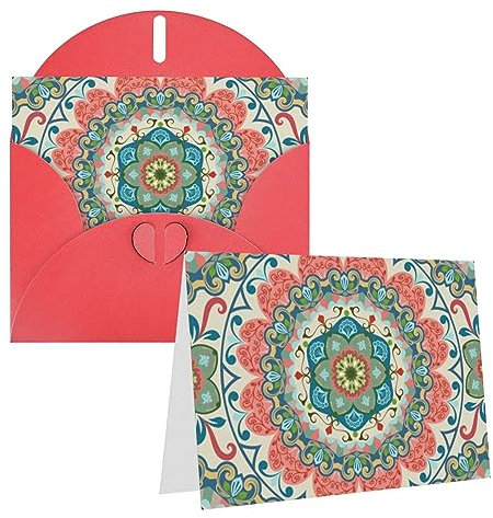 UNIOND Vintage Mandala Blumen Druck Grußkarten Personalisierte Dankeskarte Blanko Notizkarten Mit Umschlägen Glückwunschkarten Für Weihnachten Hochzeit Geburtstag Party Alle Anlässe