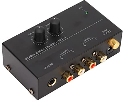 Preamplificatore Basso Rumore, Facile da Usare con Regolazione del Guadagno, Uscita 2V, Preamplificatore Giradischi Sensibile per Giradischi, Preamplificatore Phono da (Spina