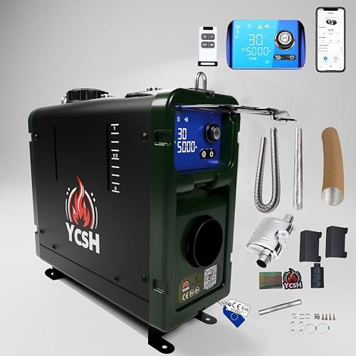 Calentador de aire portátil diésel de 12 V con bomba de aceite silenciosa, calefacción de aire diésel todo en uno de 2 kW, control por aplicación Bluetooth y monitor LCD para coches, camiones, barcos,