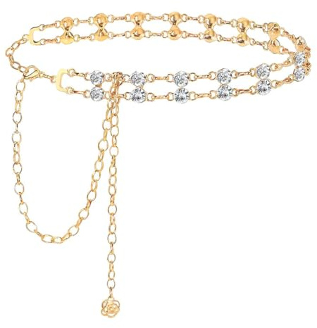 Tiardey Cinture a Catena in Vita con Strass per Donna Cinture in Cristallo Cintura Regolabile con Cinturino in Vita per Pantaloni Eleganti Cappotto Gioielli