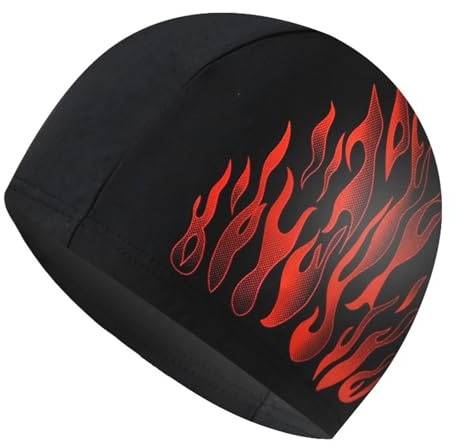 Cuffia da nuoto protezione solare da uomo resistente agli strappi Cuffia da nuoto in tessuto di nylon stile fiamma protezione per le orecchie Cuffia da nuoto Accessori da nuoto Cuffia da piscina